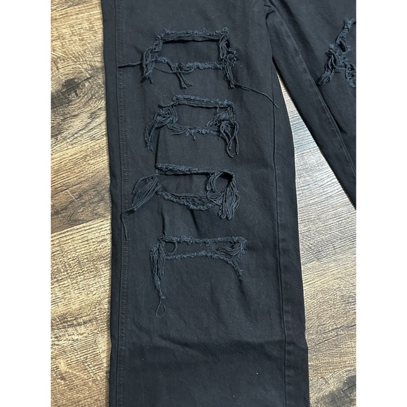 PacSun Women's Ultra High Rise Slim Jeans Size 24‎ Black Distressed Button Fly - Picture 13 of 14
